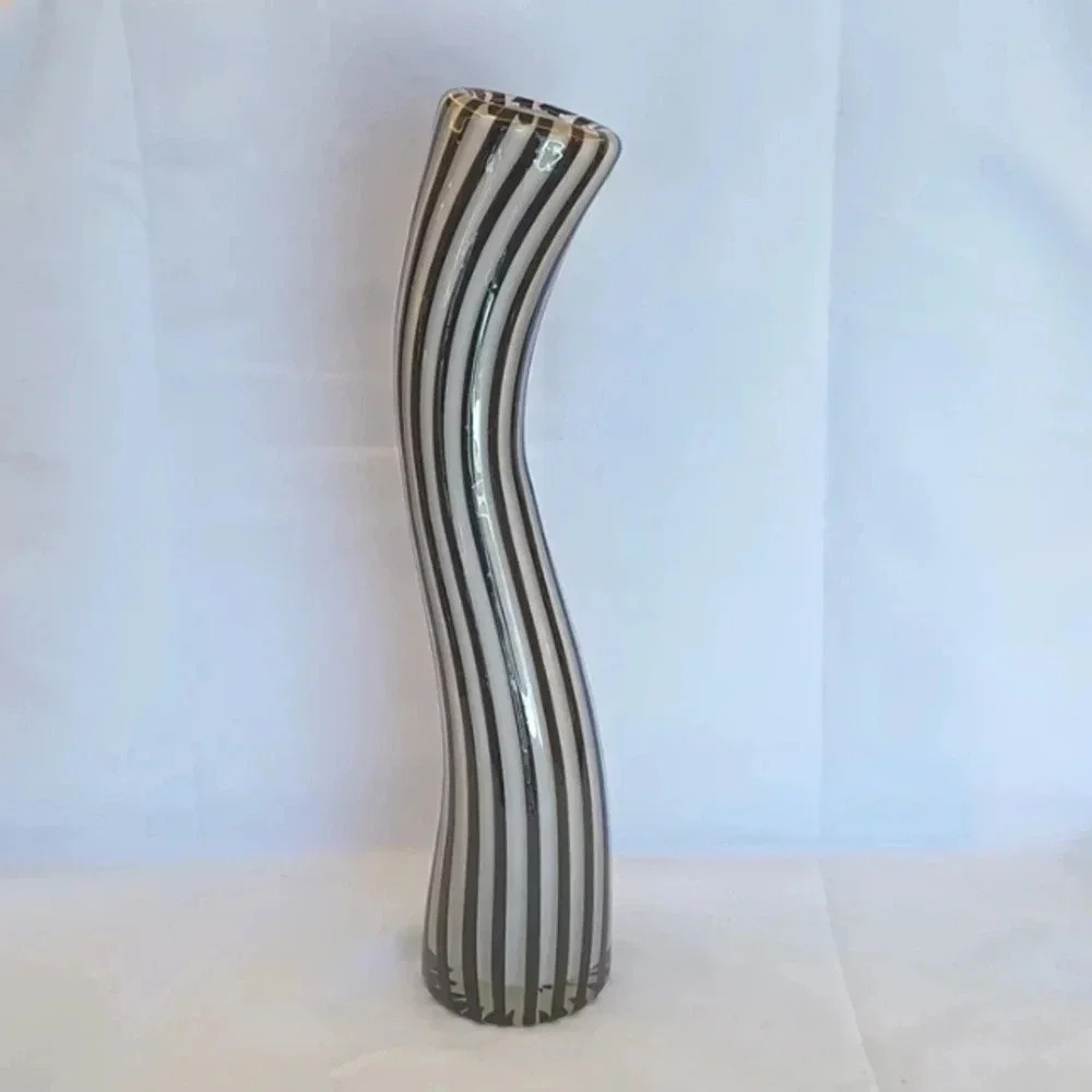 Murano Glass Black and White Vase